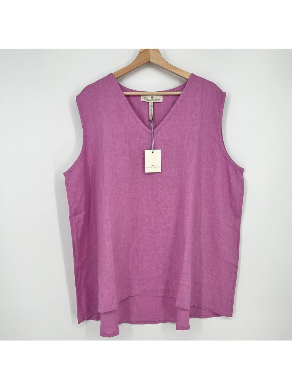 Crown Linen Designs Lucy Tank Sleeveless Top Women Plus Sz 3 Pink Purple NEW NWT